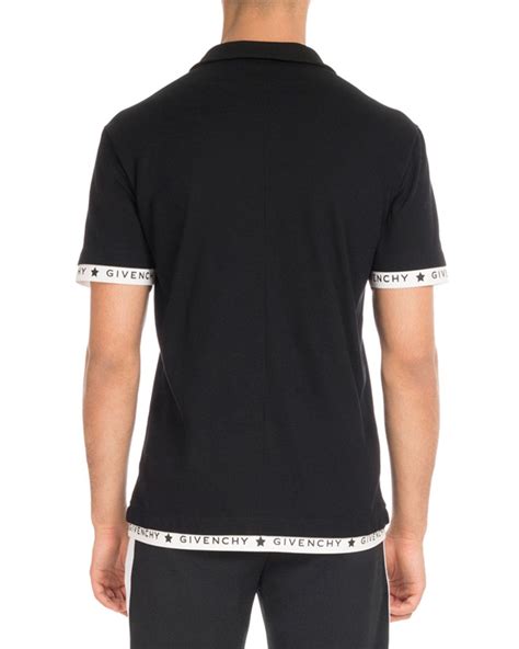 givenchy logo-trim zip-front polo shirt black|Givenchy Polo shirts for Men .